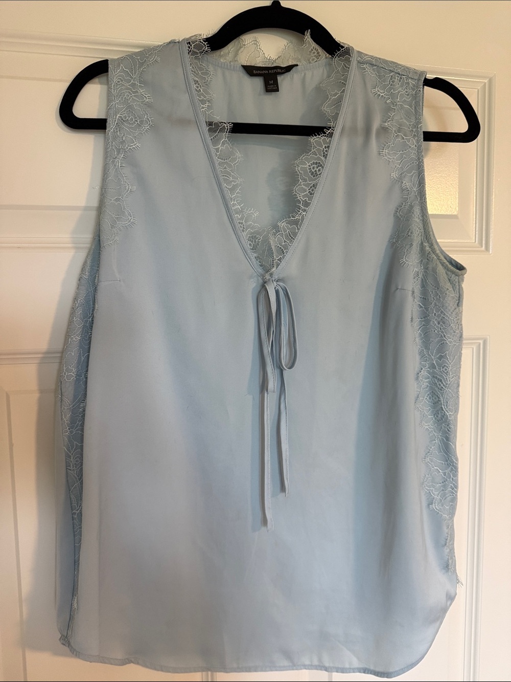 Banana Republic Light Blue Lace-Trim Tie-Front Camisole